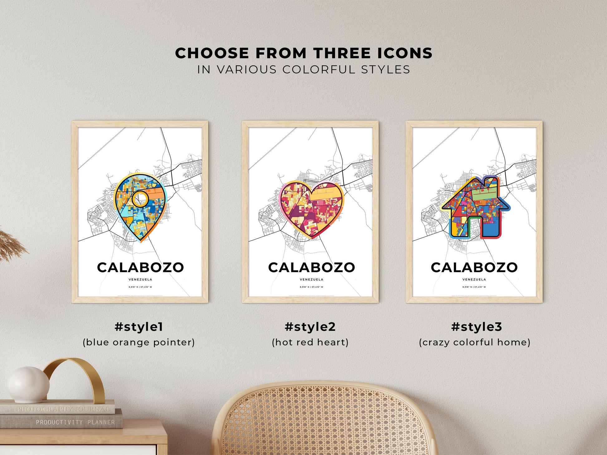Calabozo Venezuela maps with colorful icons