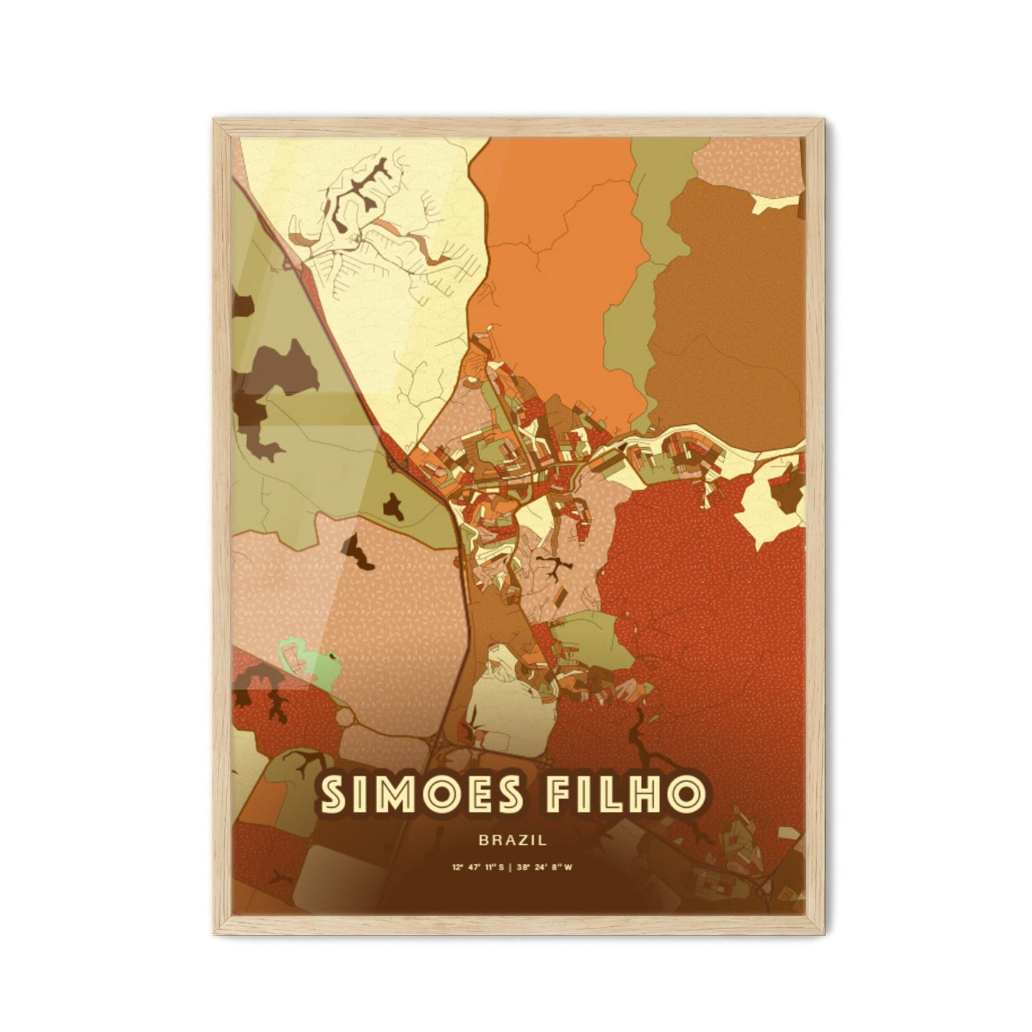 Colorful SIMOES FILHO BRAZIL Fine Art Map Farmhouse