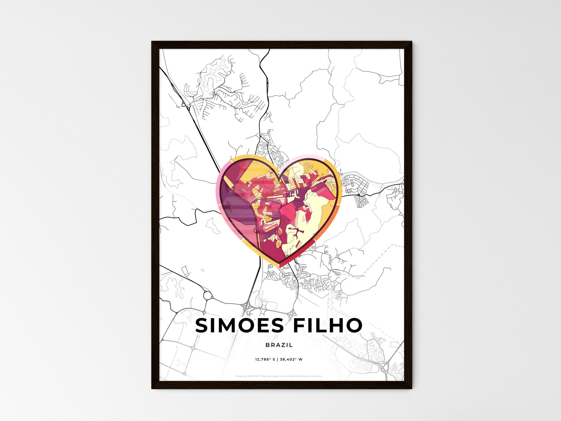 Simoes Filho Brazil wedding art map with heart icon