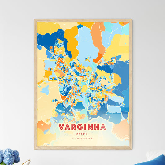 Colorful VARGINHA BRAZIL Fine Art Map Blue Orange