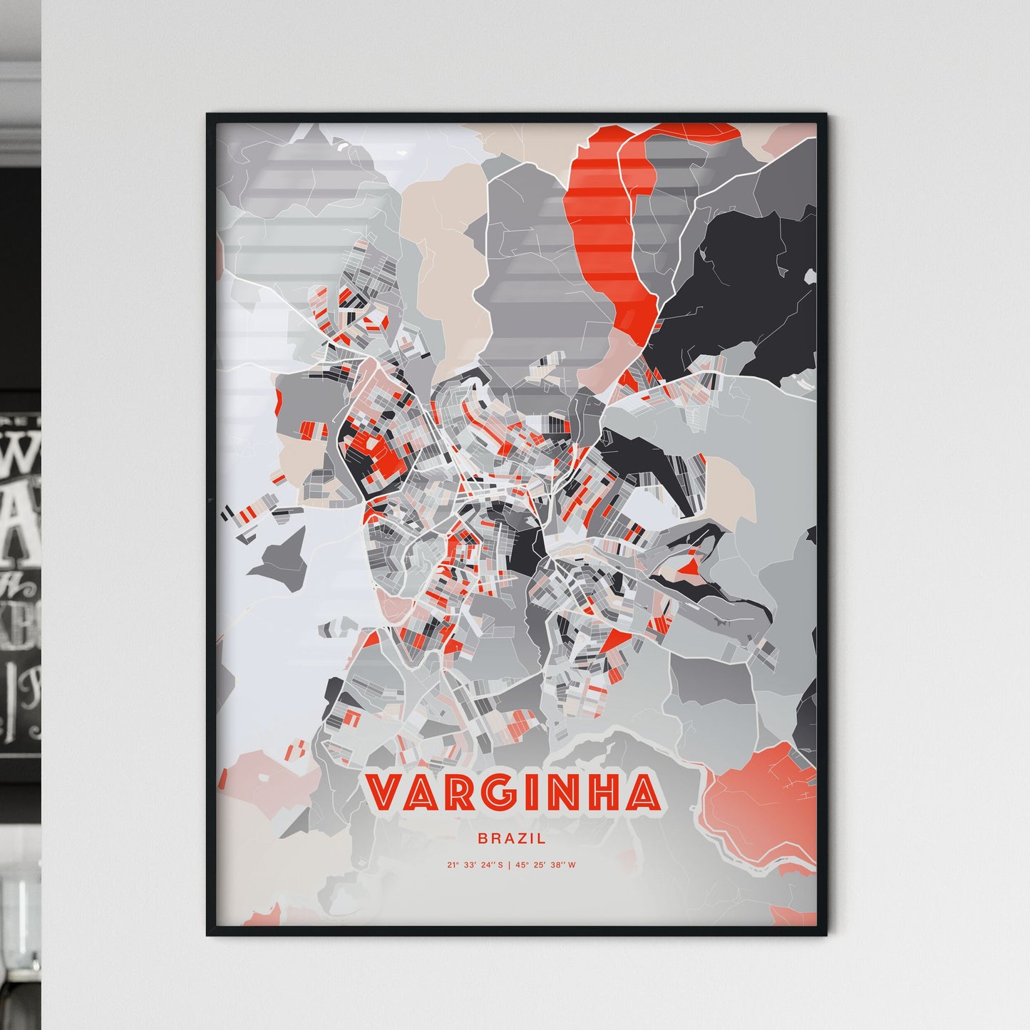 Colorful VARGINHA BRAZIL Fine Art Map Modern