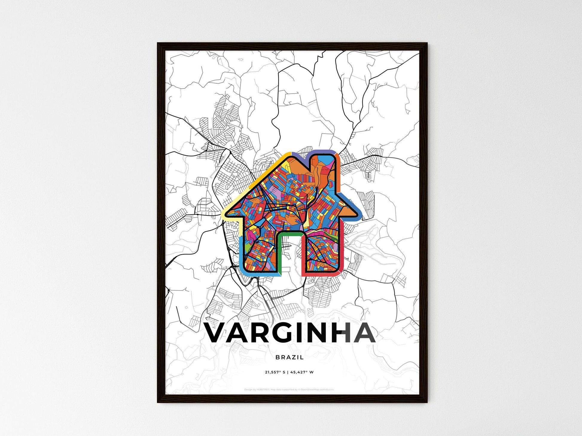 Varginha Brazil wedding art map with home icon