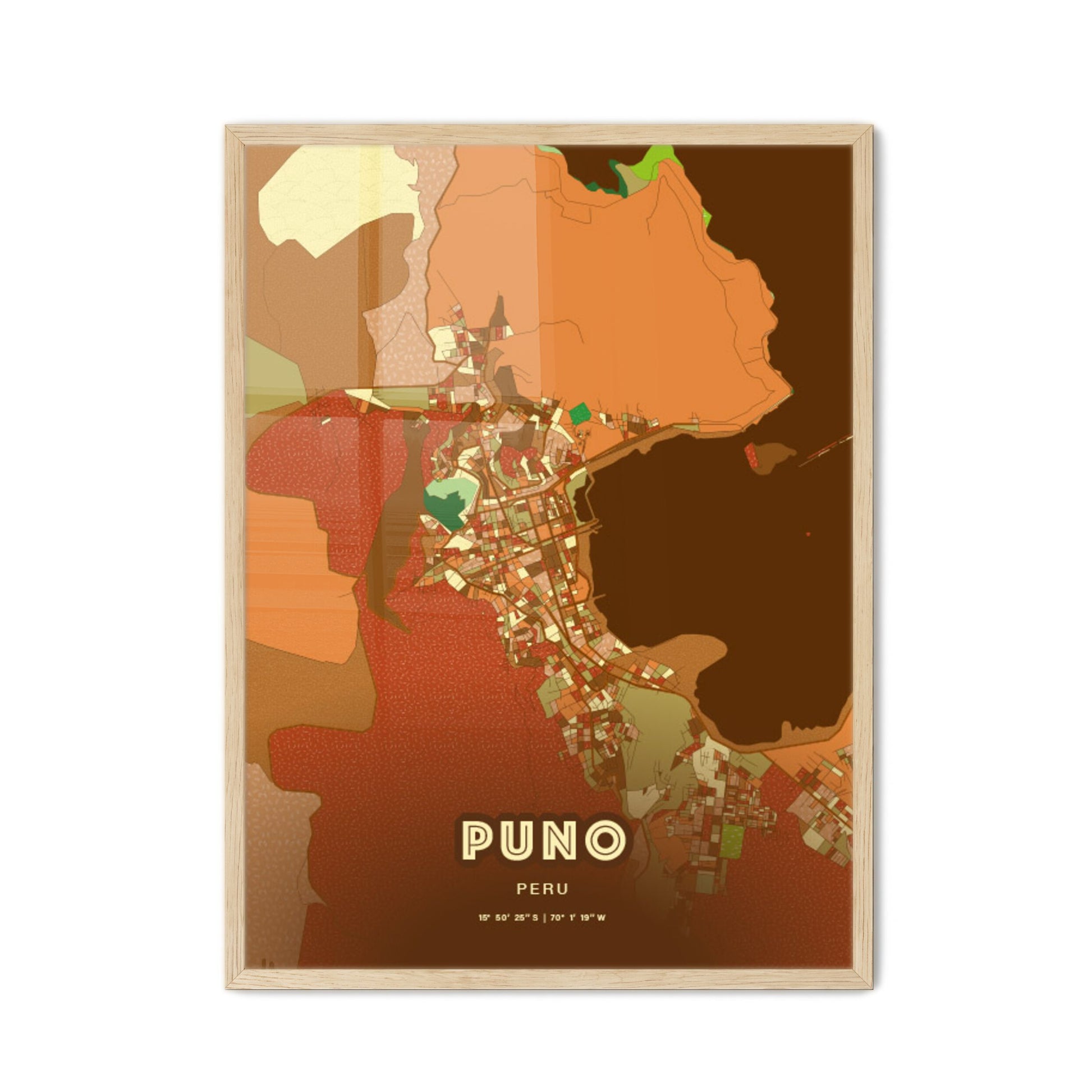 Colorful PUNO PERU Fine Art Map Farmhouse