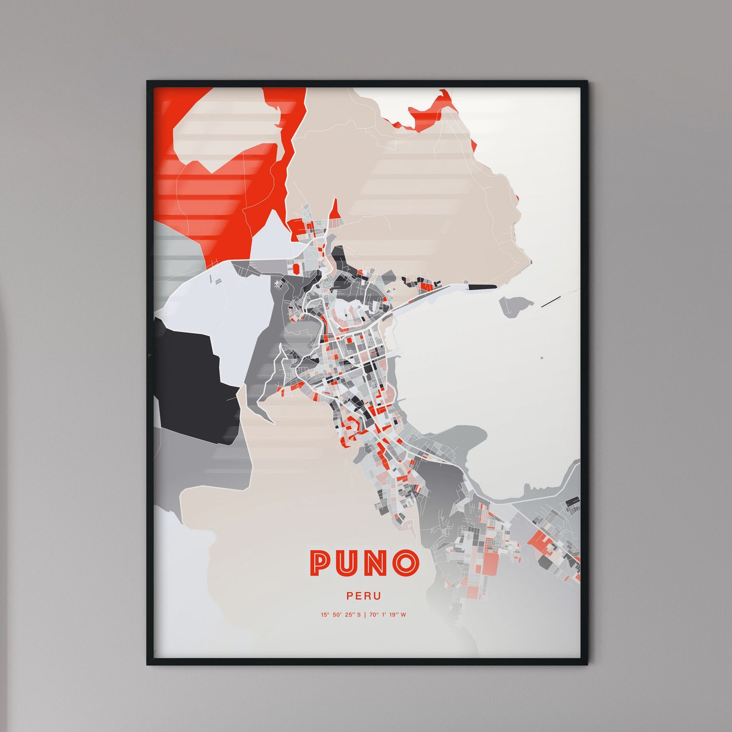 Colorful PUNO PERU Fine Art Map Modern