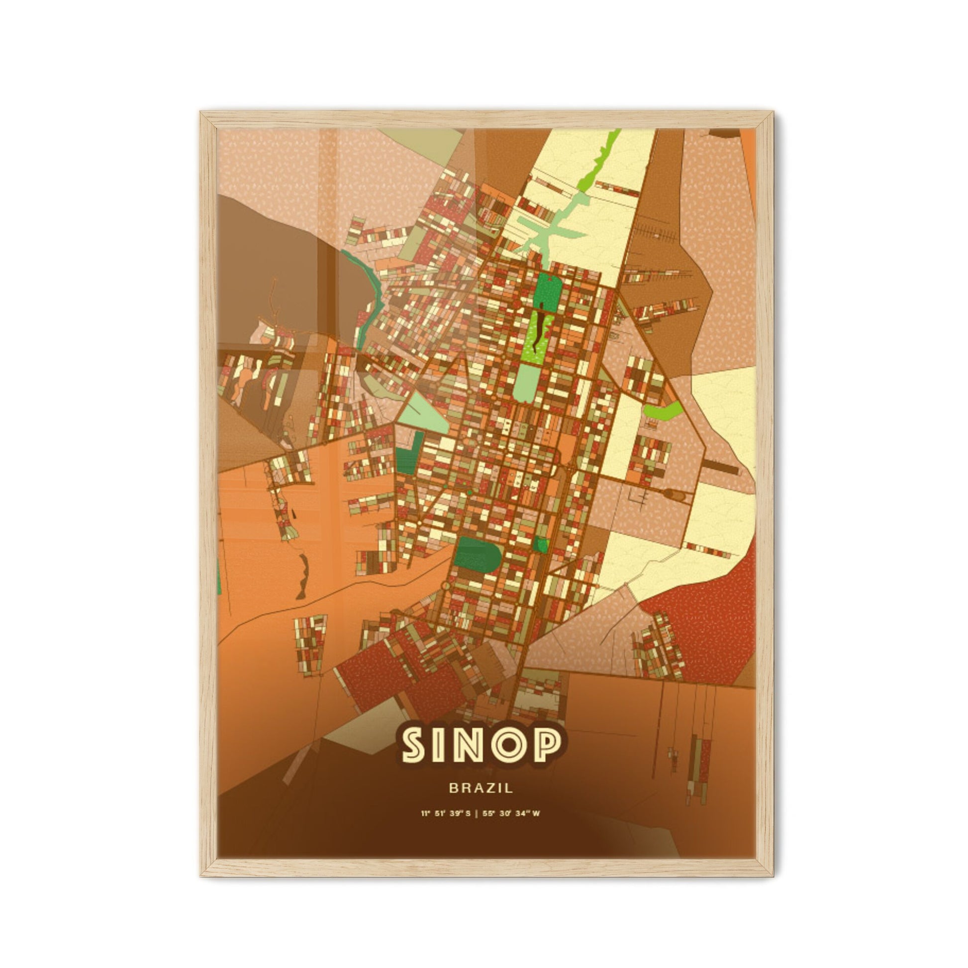 Colorful SINOP BRAZIL Fine Art Map Farmhouse