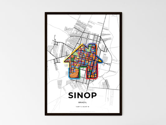 Sinop Brazil wedding art map with home icon