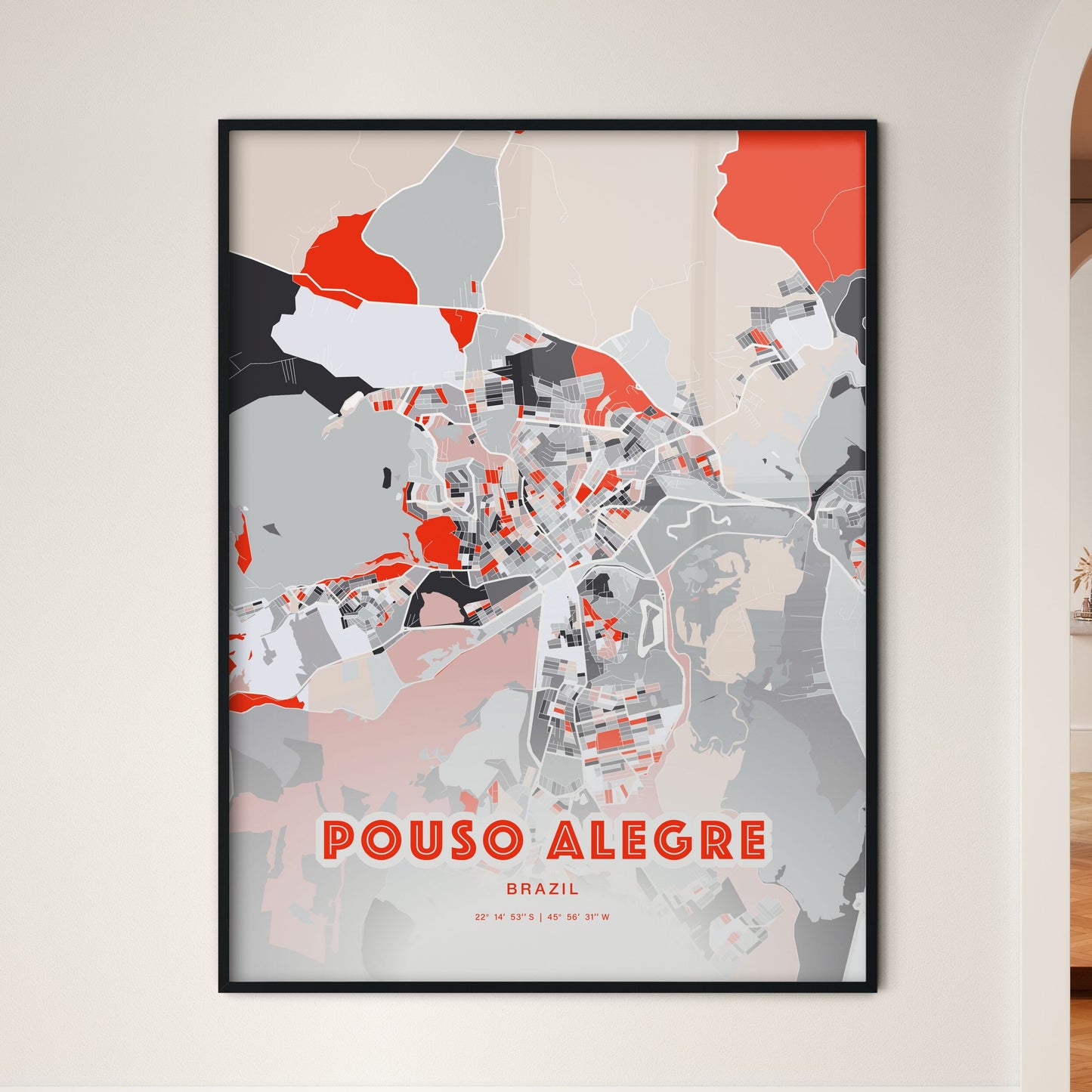 Colorful POUSO ALEGRE BRAZIL Fine Art Map Modern