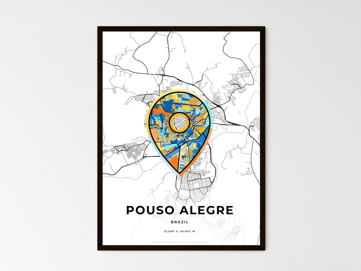 Pouso Alegre Brazil wedding art map with pointer icon