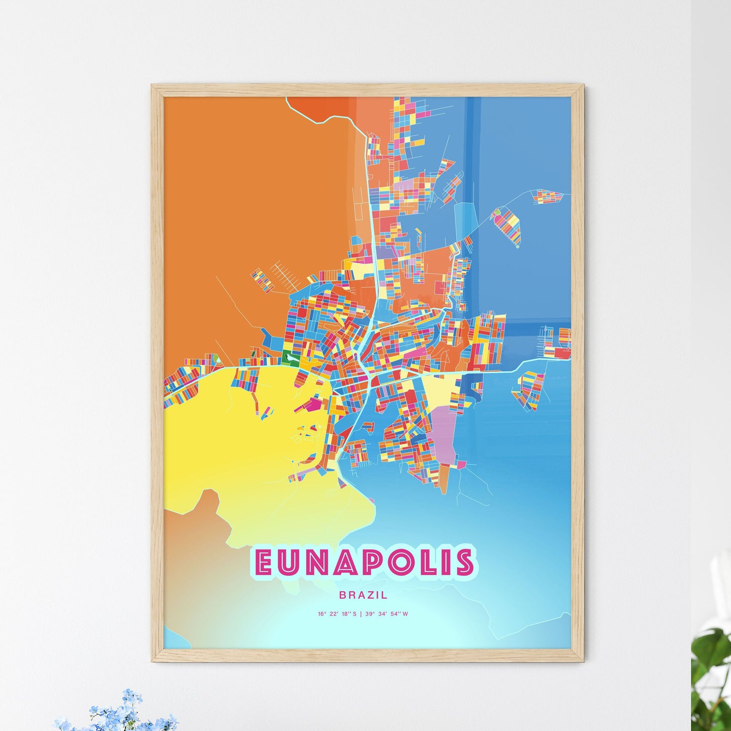 Colorful EUNAPOLIS BRAZIL Fine Art Map Crazy Colors