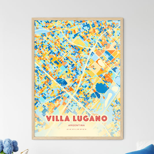 Colorful VILLA LUGANO ARGENTINA Fine Art Map Blue Orange