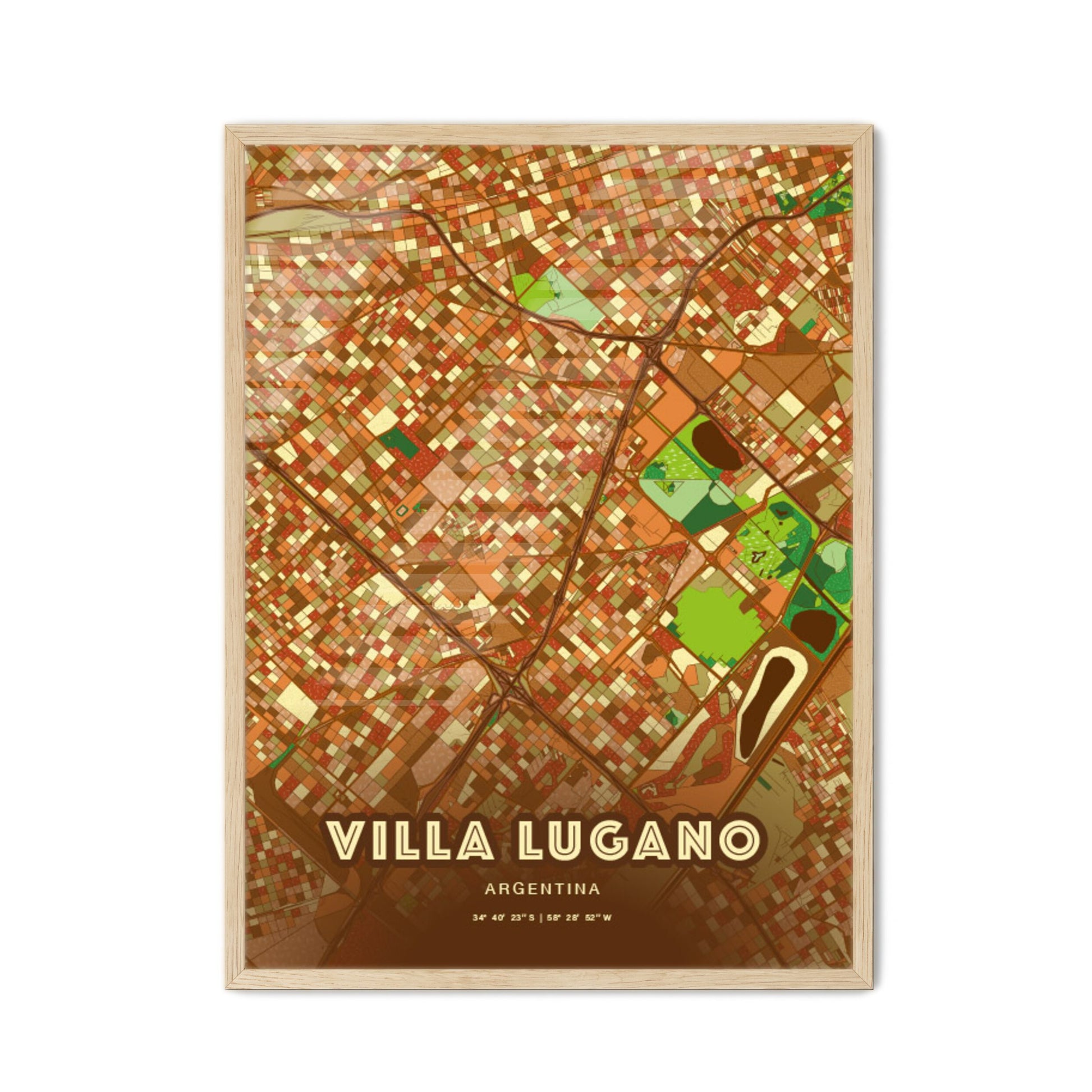 Colorful VILLA LUGANO ARGENTINA Fine Art Map Farmhouse