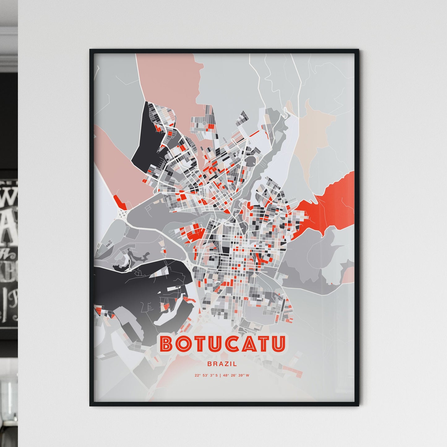 Colorful BOTUCATU BRAZIL Fine Art Map Modern