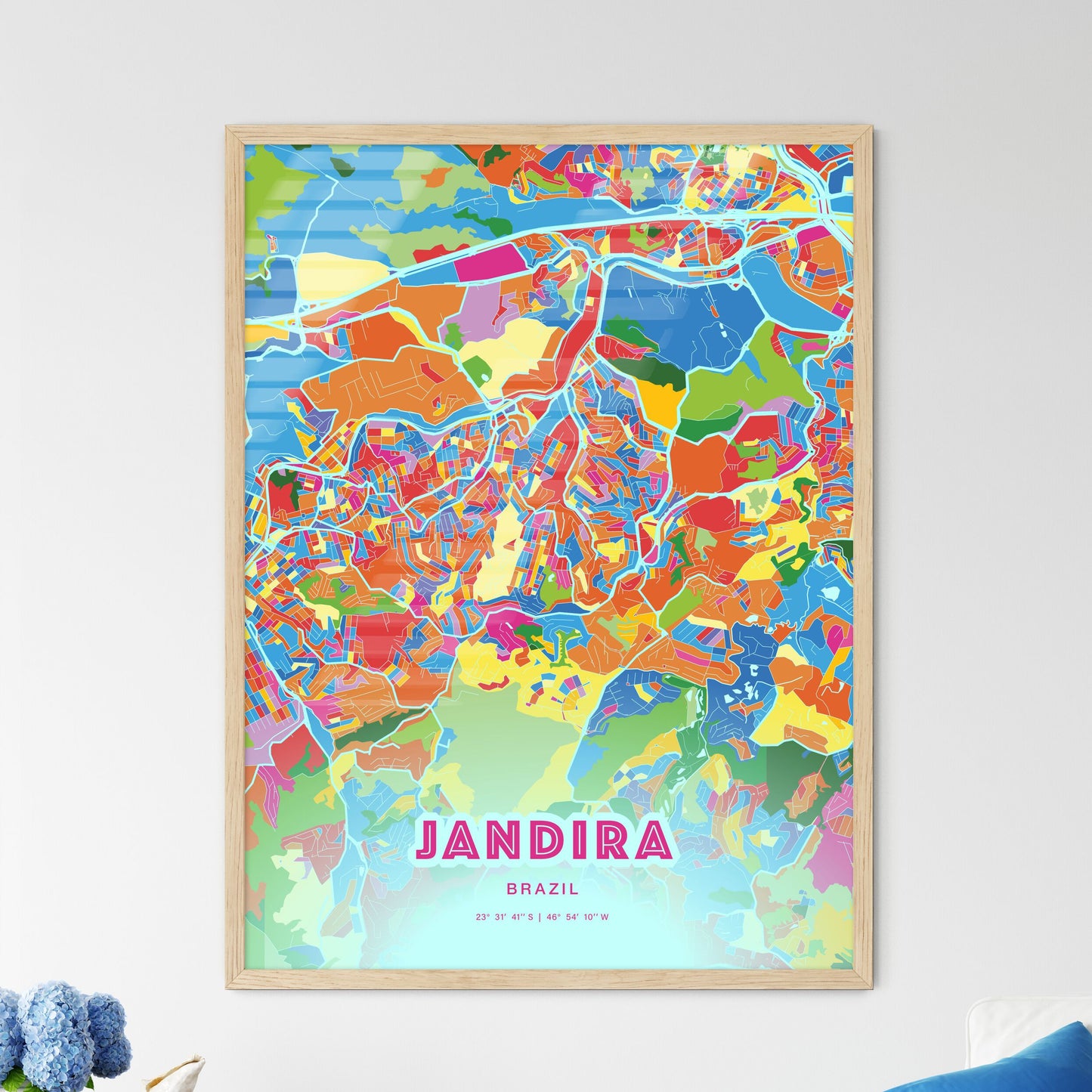 Colorful JANDIRA BRAZIL Fine Art Map Crazy Colors