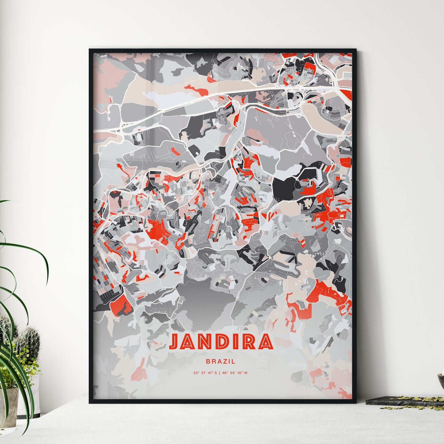 Colorful JANDIRA BRAZIL Fine Art Map Modern