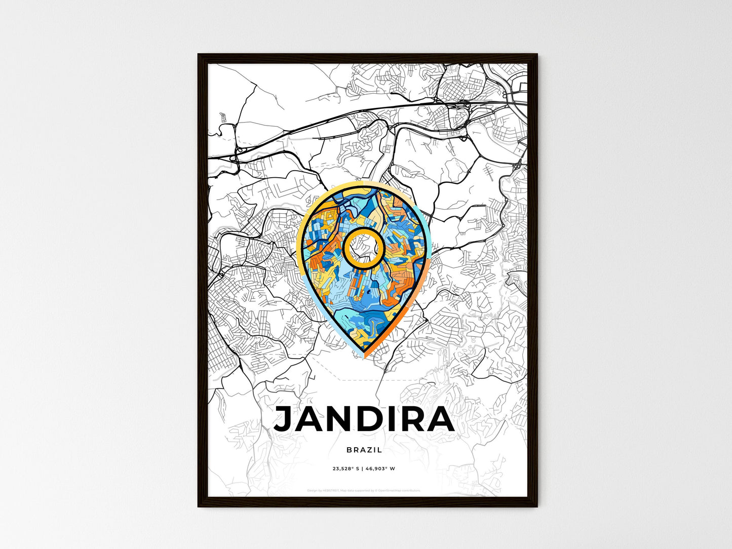 Jandira Brazil wedding art map with pointer icon