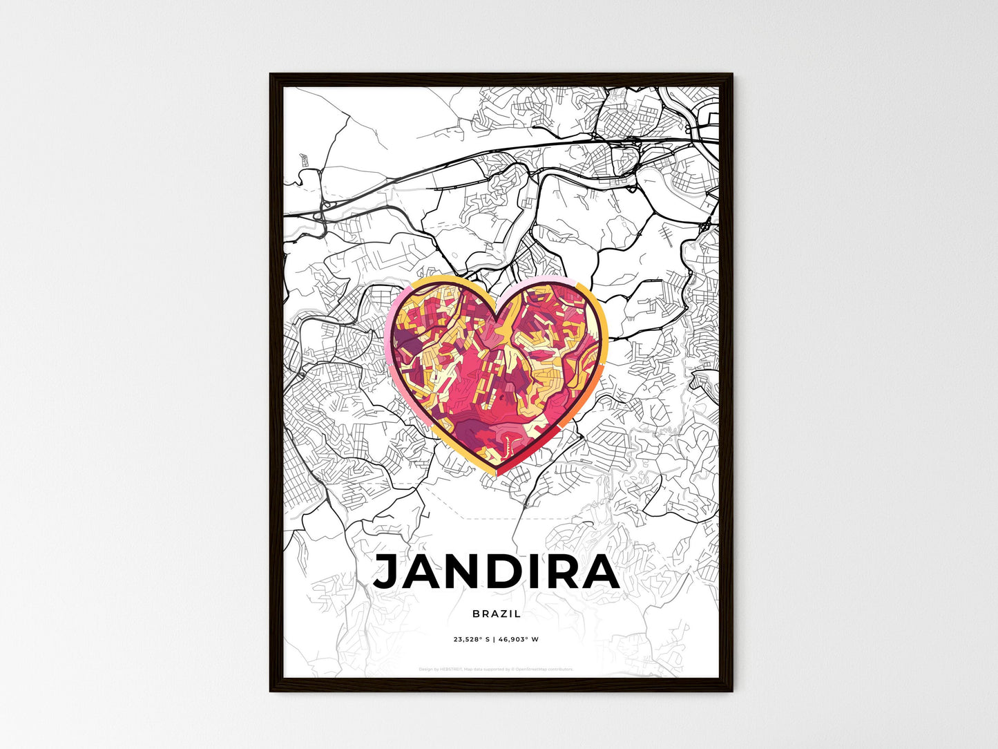 Jandira Brazil wedding art map with heart icon