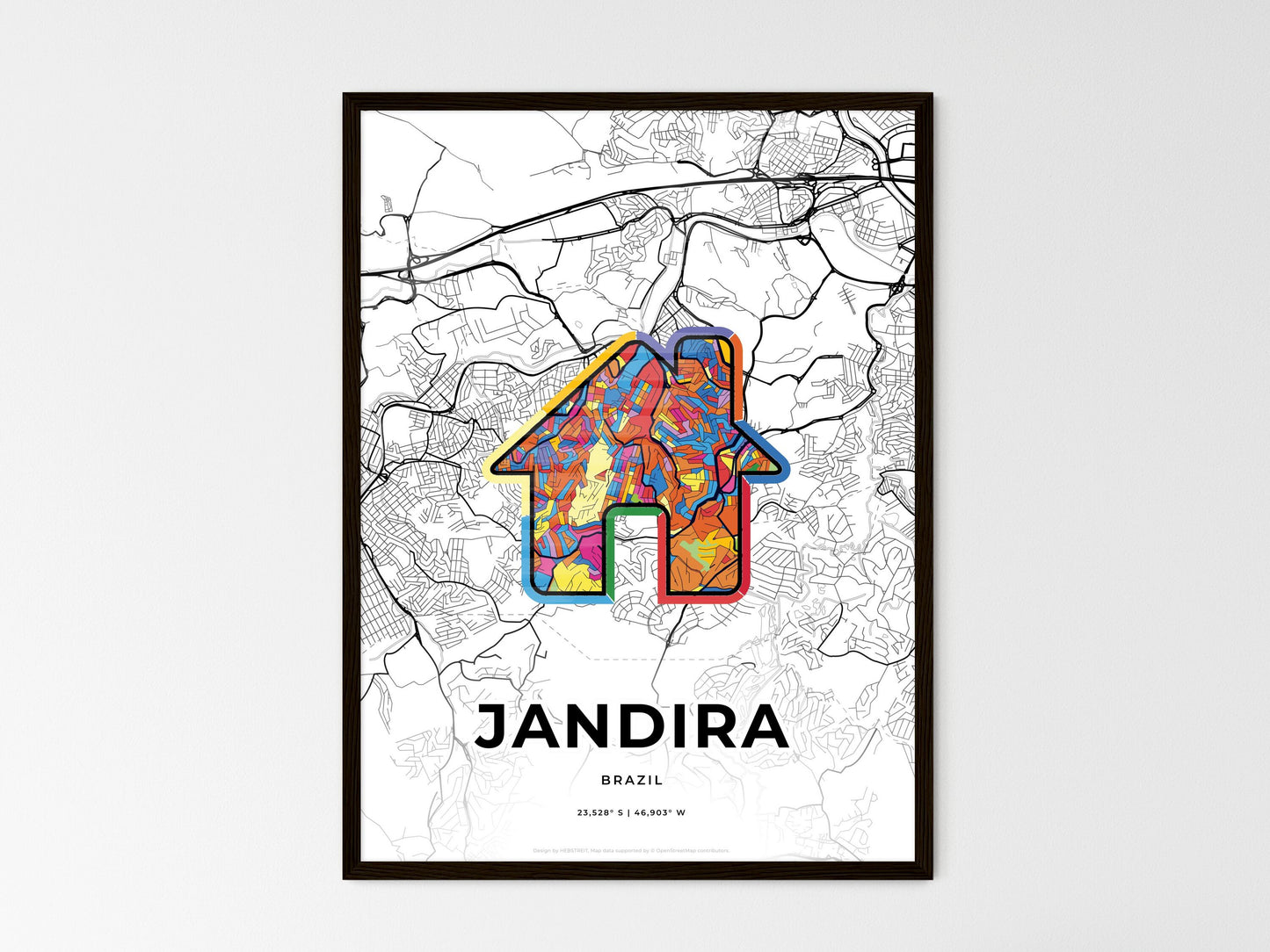 Jandira Brazil wedding art map with home icon