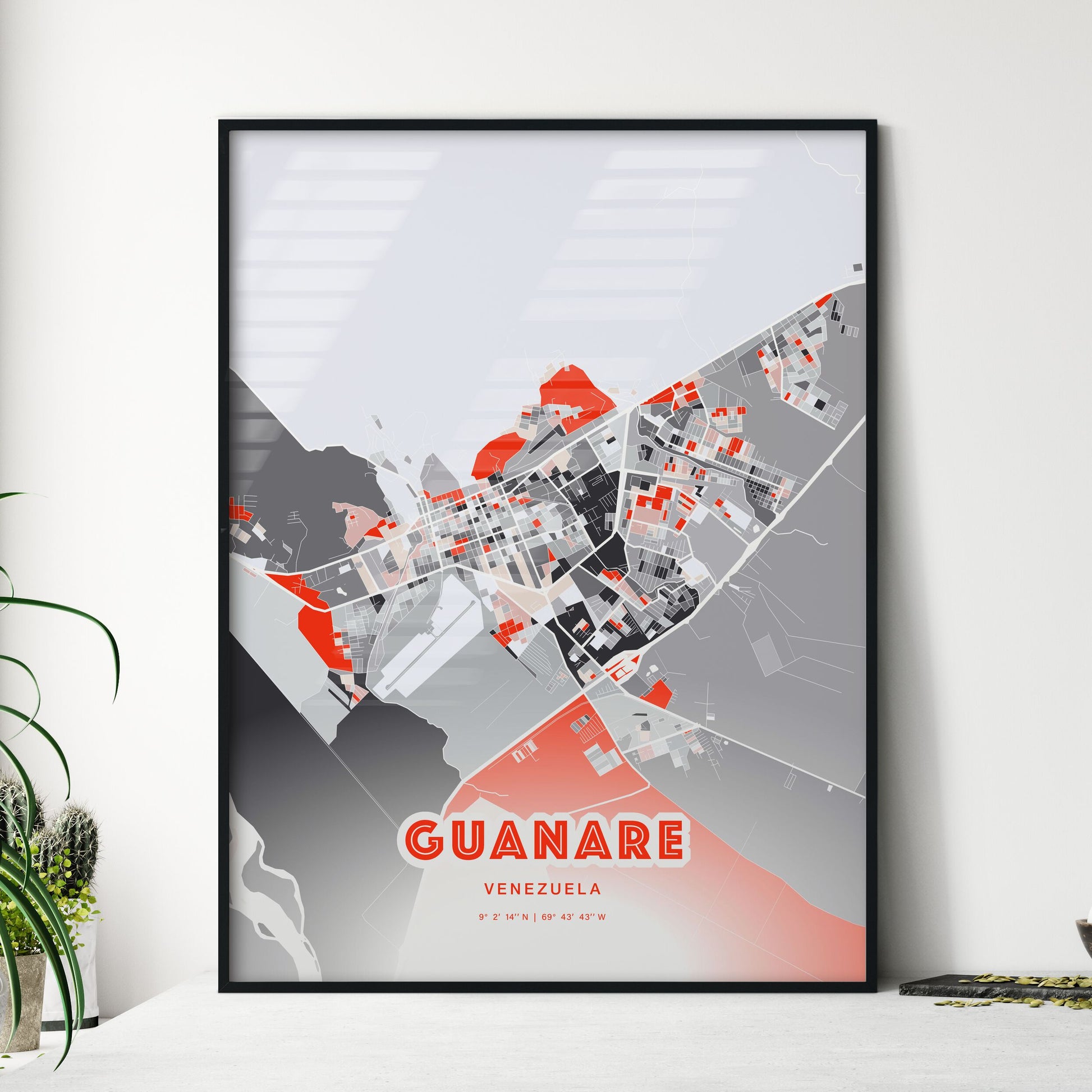 Colorful GUANARE VENEZUELA Fine Art Map Modern