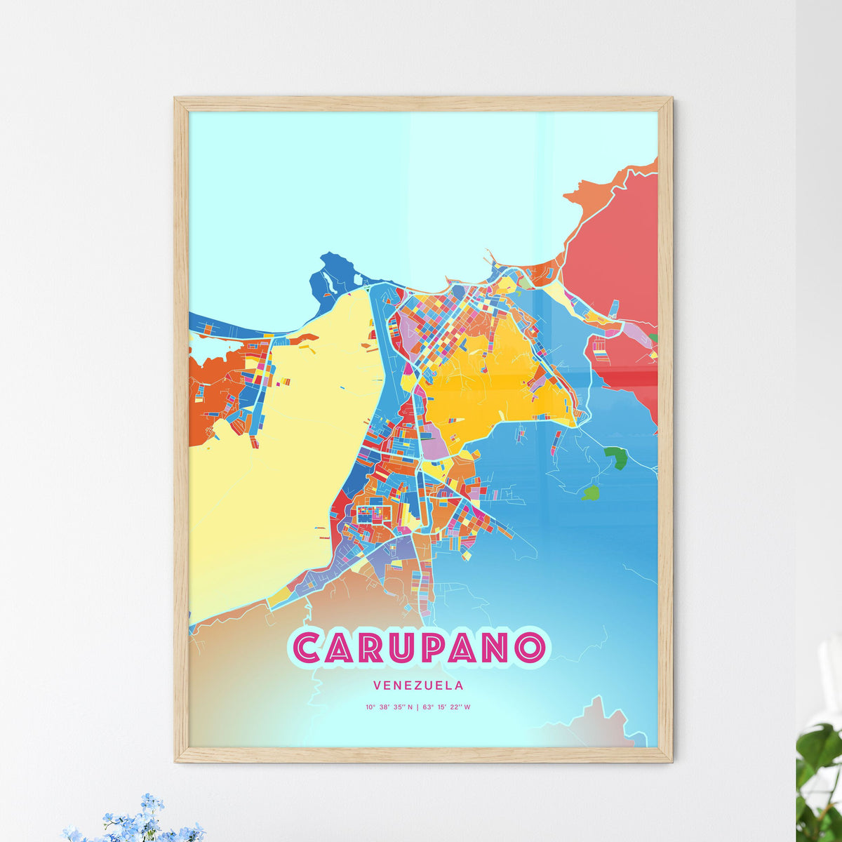 Colorful CARUPANO VENEZUELA Fine Art Map Crazy Colors