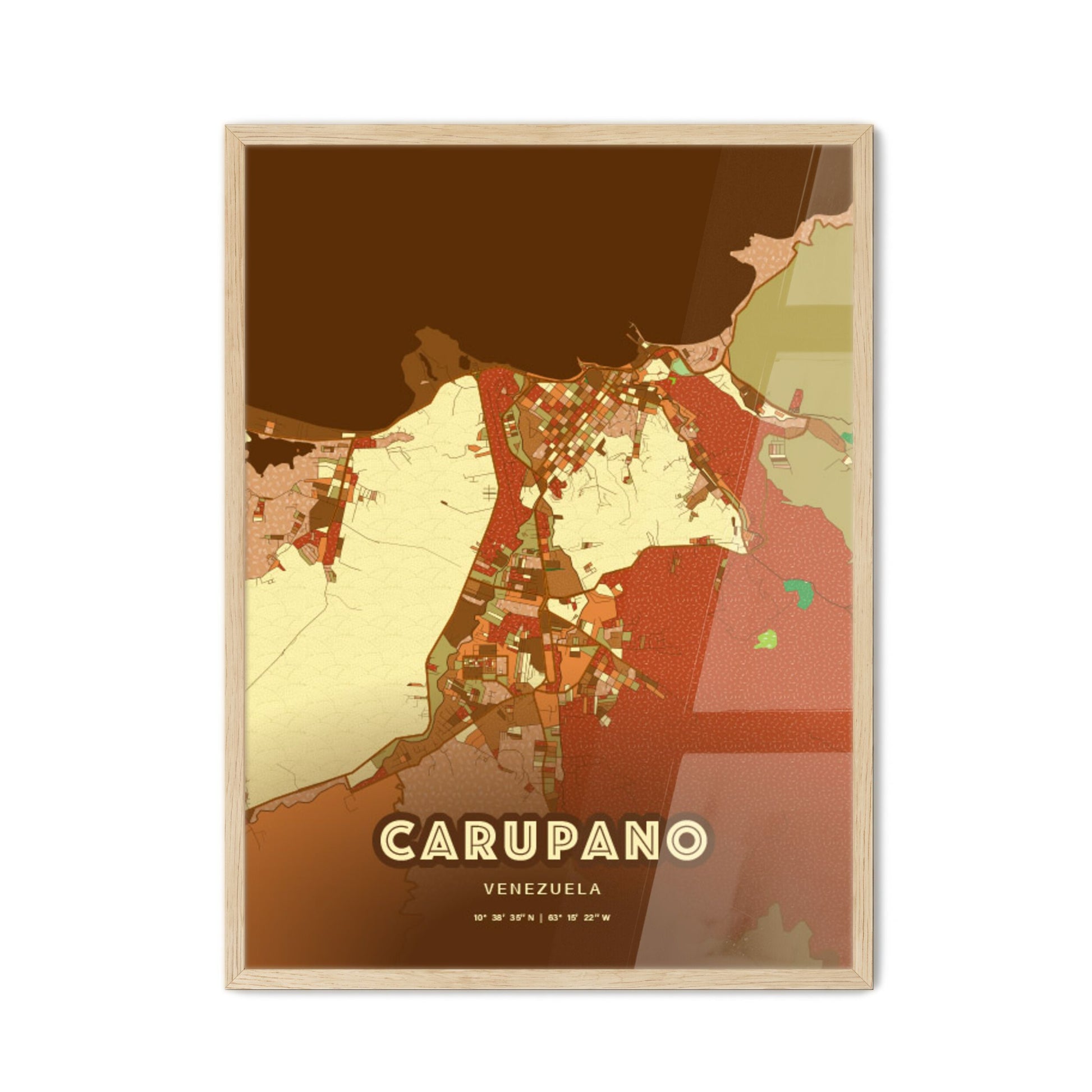 Colorful CARUPANO VENEZUELA Fine Art Map Farmhouse