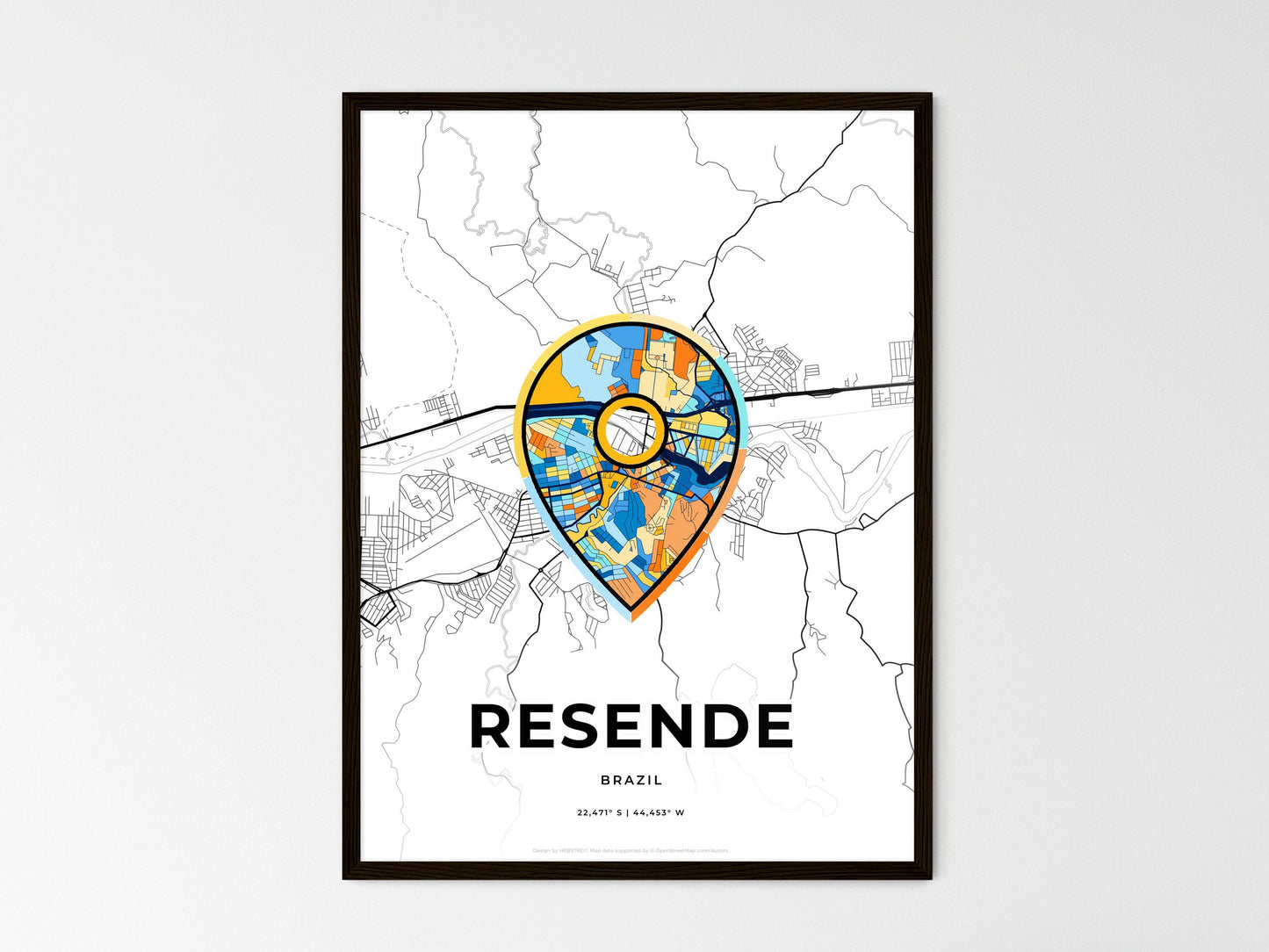 Resende Brazil wedding art map with pointer icon