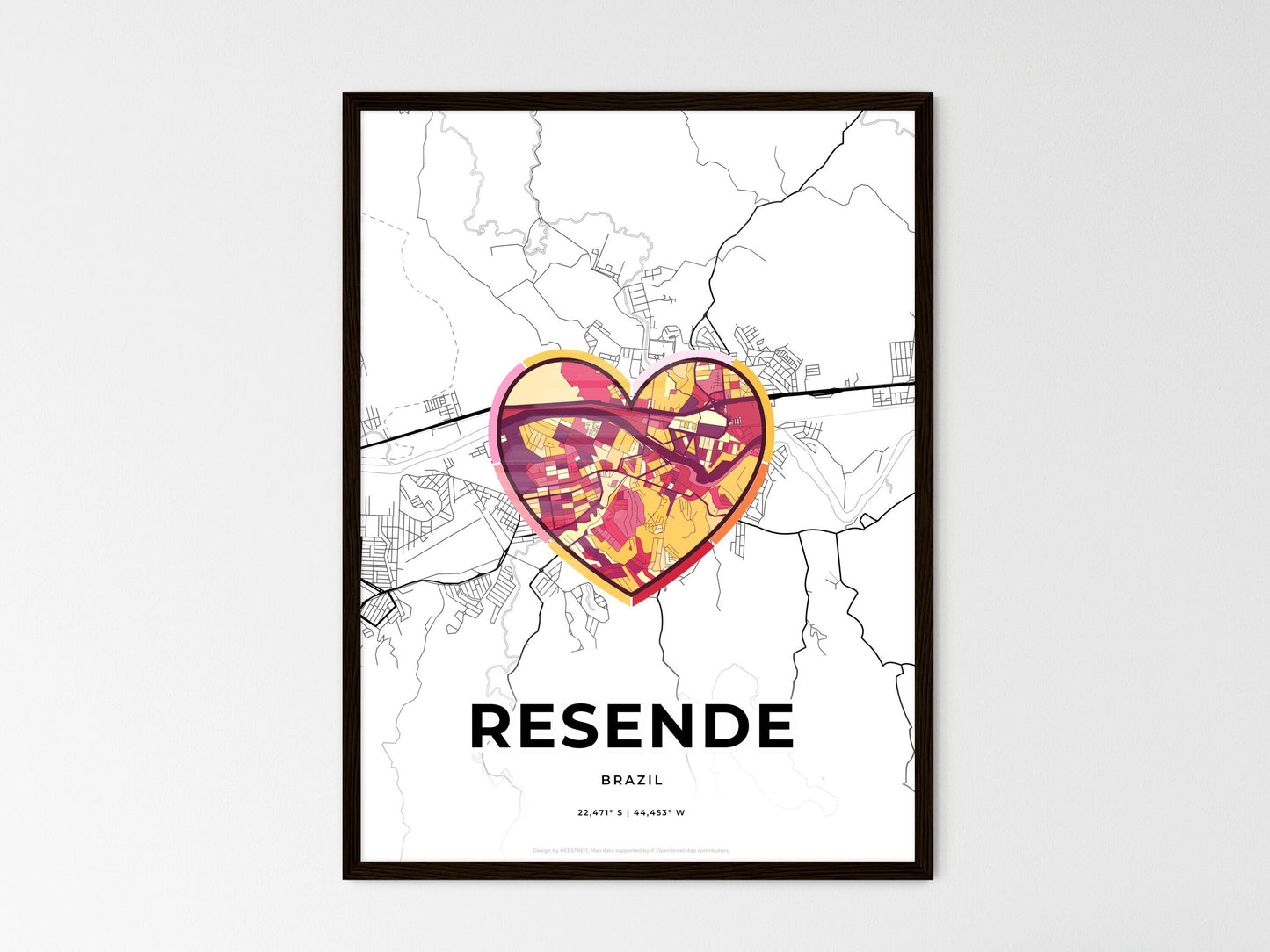 Resende Brazil wedding art map with heart icon