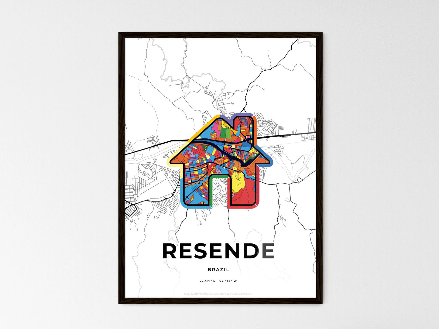 Resende Brazil wedding art map with home icon