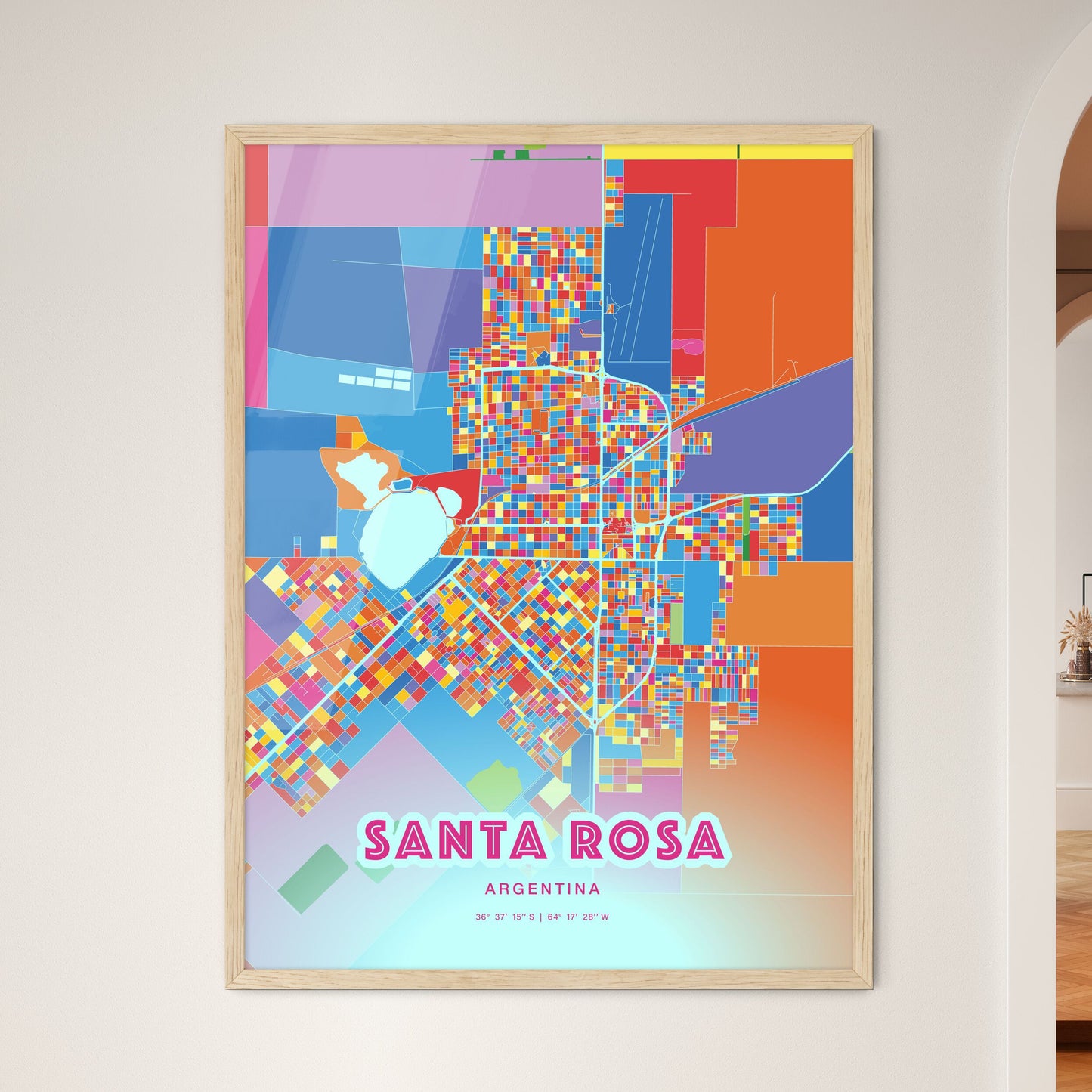 Colorful SANTA ROSA ARGENTINA Fine Art Map Crazy Colors