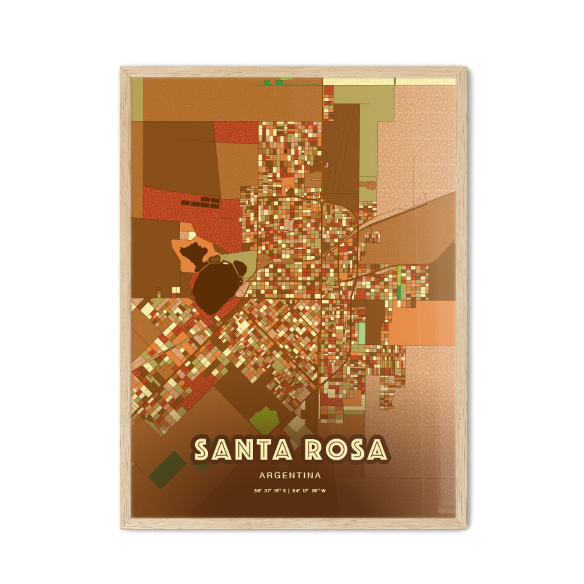 Colorful SANTA ROSA ARGENTINA Fine Art Map Farmhouse