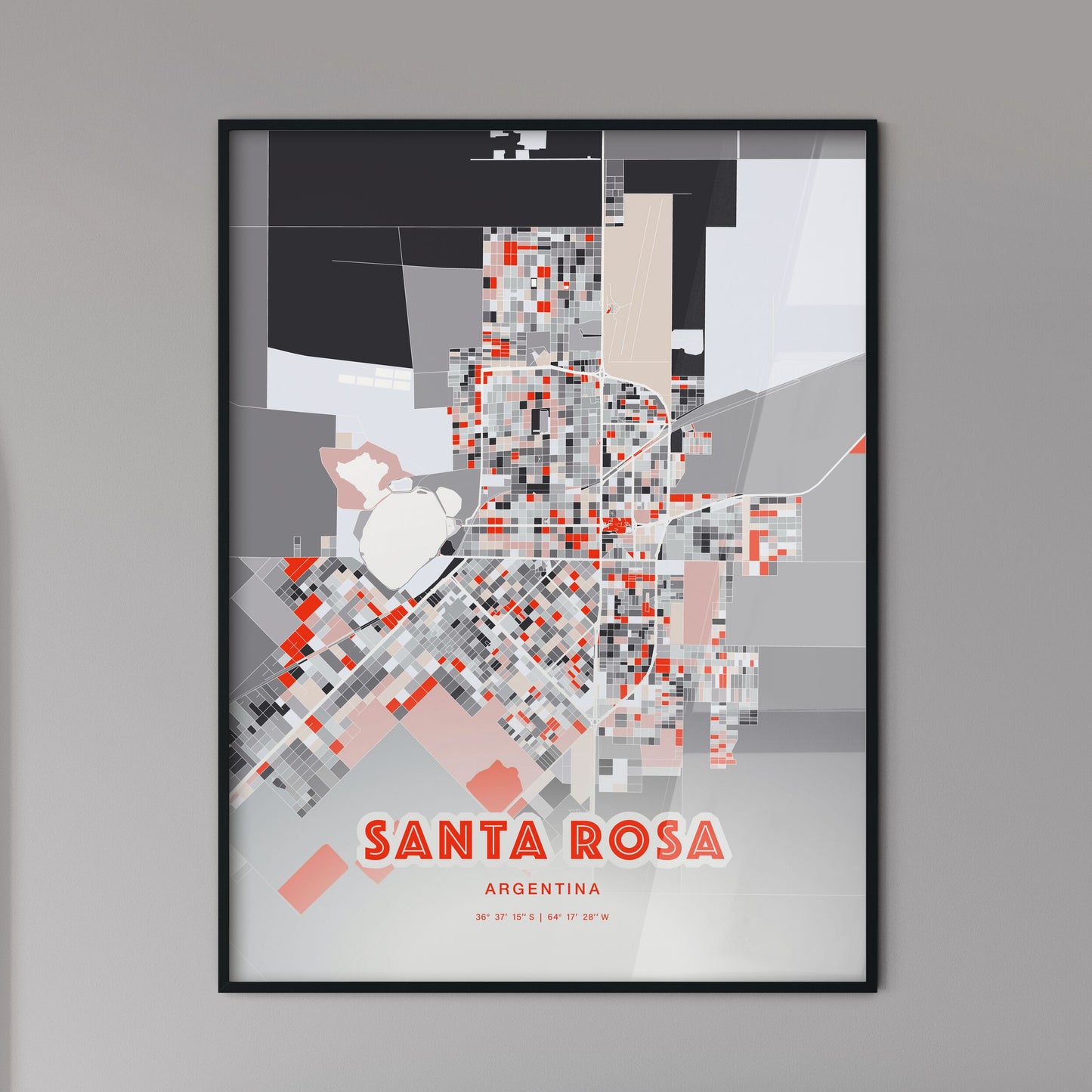 Colorful SANTA ROSA ARGENTINA Fine Art Map Modern