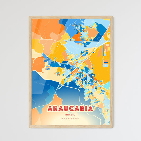 Colorful ARAUCARIA BRAZIL Fine Art Map Blue Orange