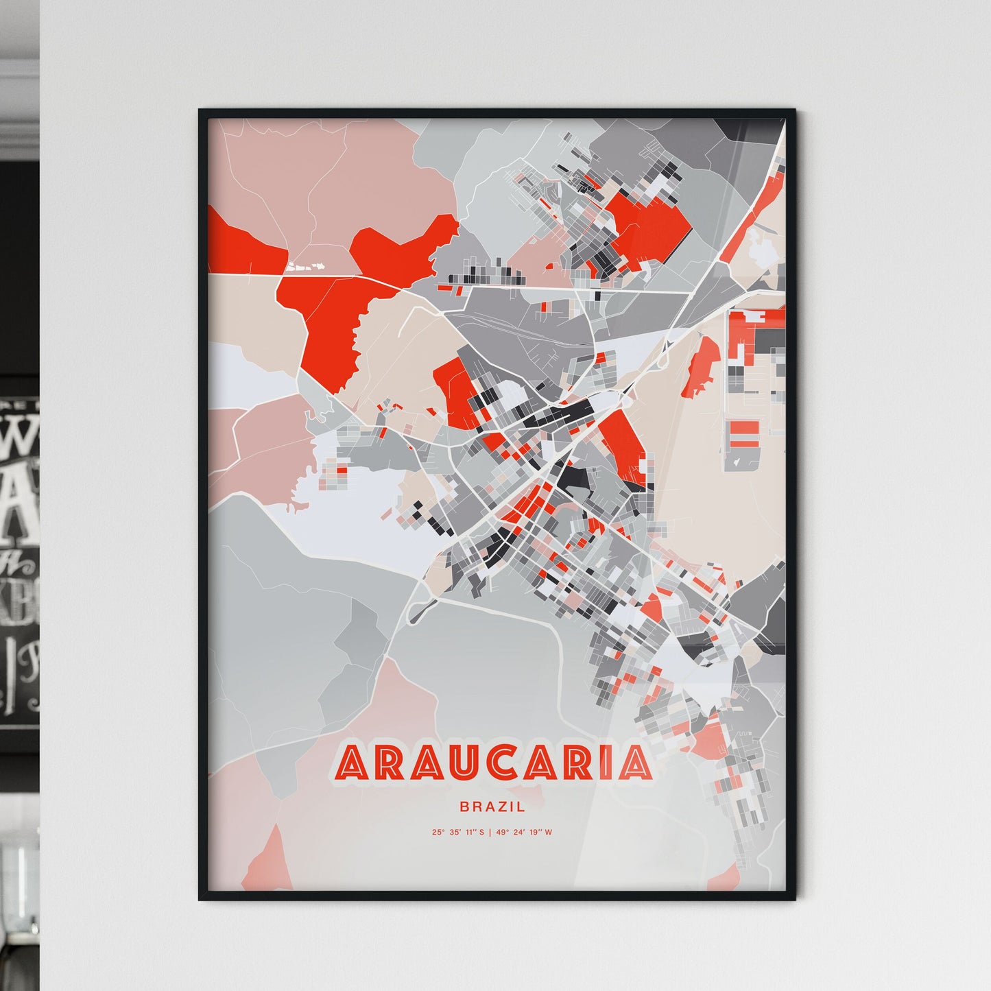 Colorful ARAUCARIA BRAZIL Fine Art Map Modern