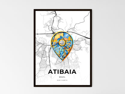 ATIBAIA BRAZIL minimal art map with a colorful icon. Where it all began, Couple map gift. Style 1