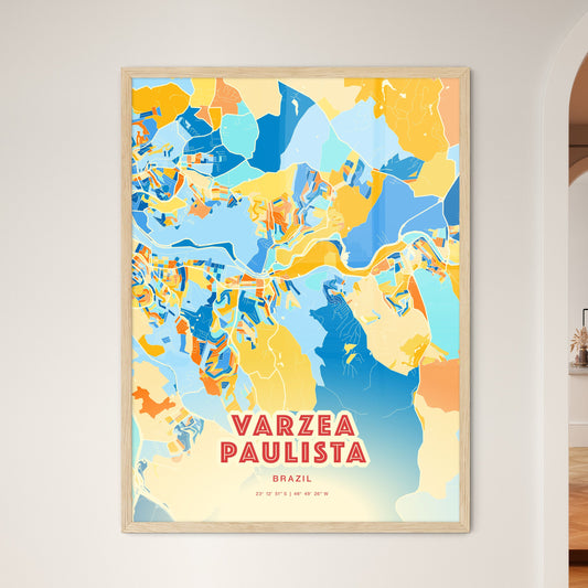Colorful VARZEA PAULISTA BRAZIL Fine Art Map Blue Orange