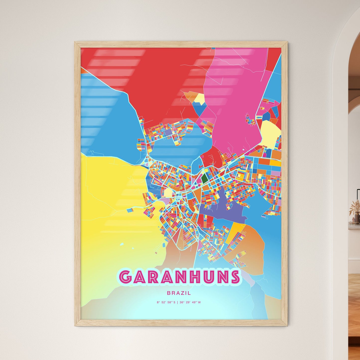 Colorful GARANHUNS BRAZIL Fine Art Map Crazy Colors
