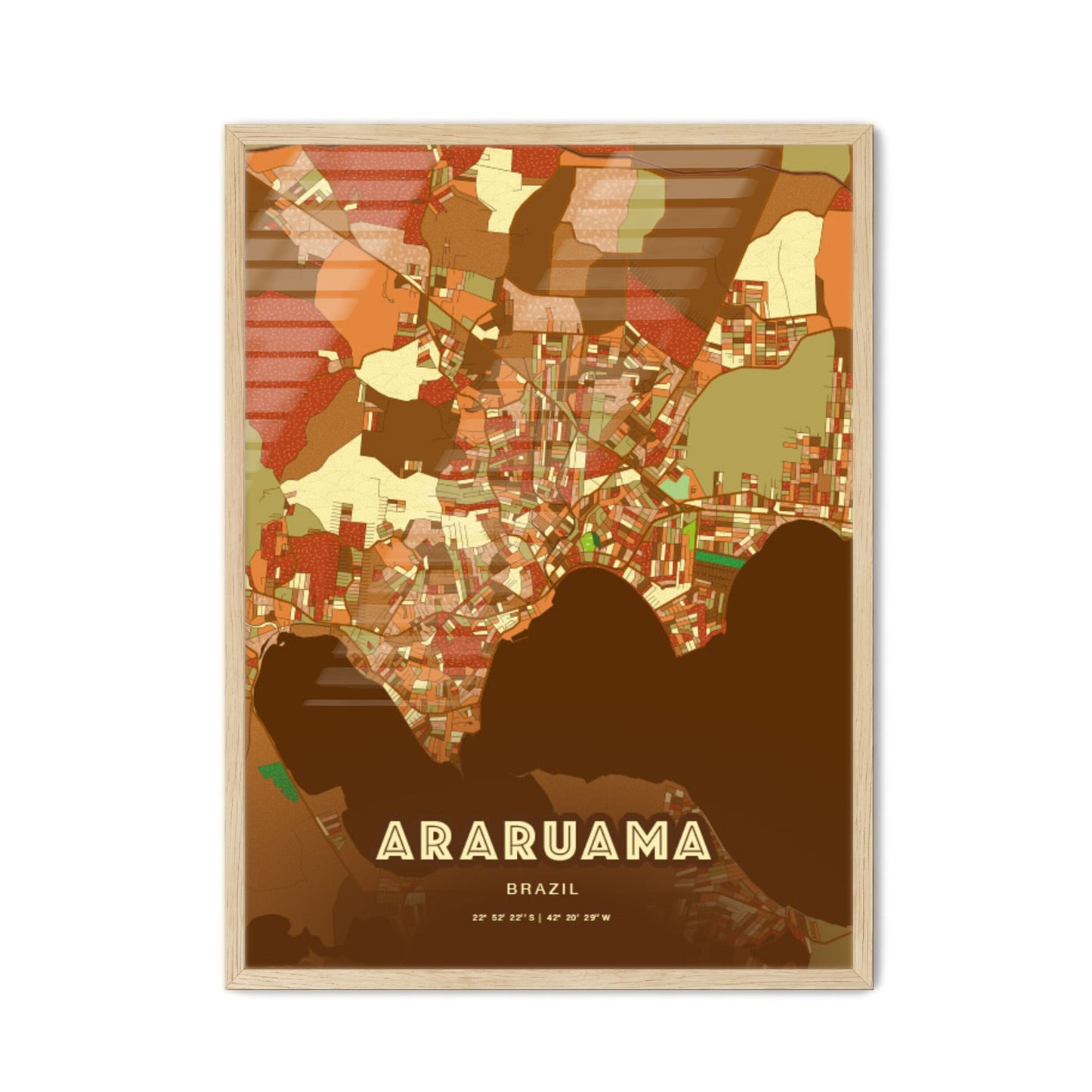 Colorful ARARUAMA BRAZIL Fine Art Map Farmhouse