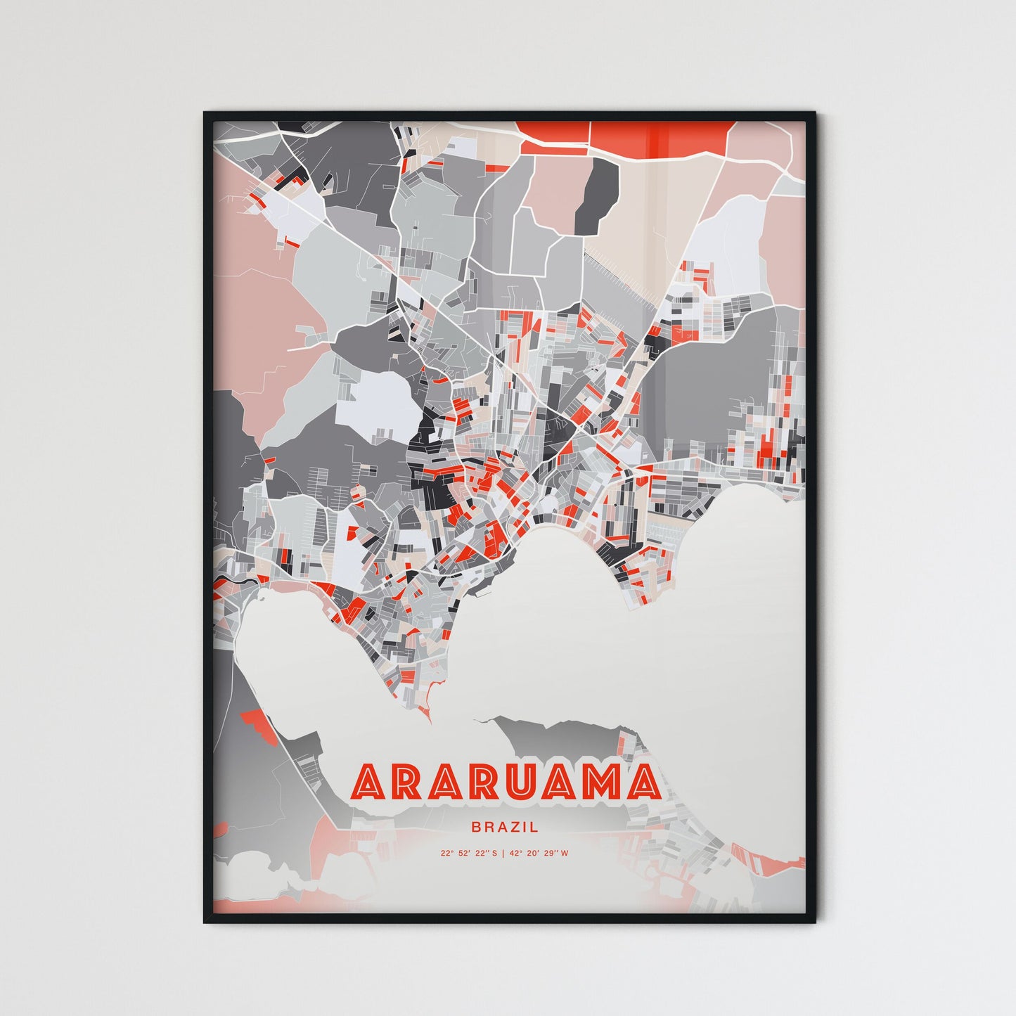 Colorful ARARUAMA BRAZIL Fine Art Map Modern