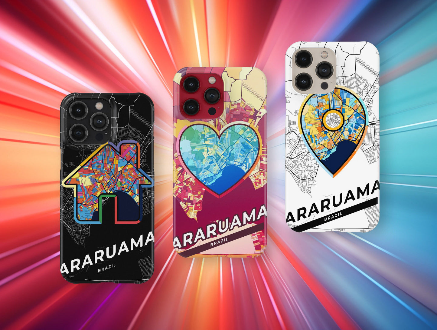 Araruama Brazil slim phone case with colorful icon. Birthday, wedding or housewarming gift. Couple match cases.