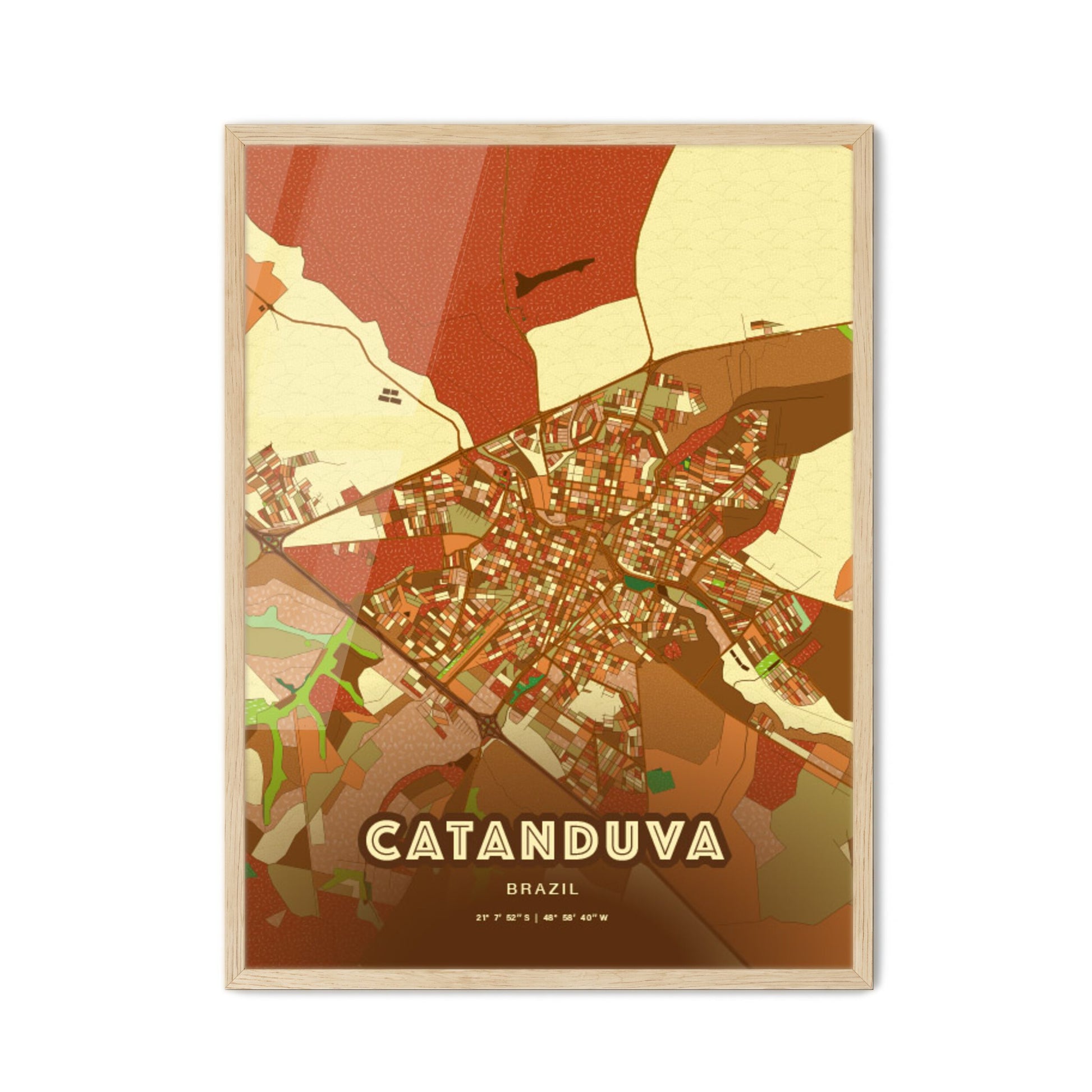 Colorful CATANDUVA BRAZIL Fine Art Map Farmhouse