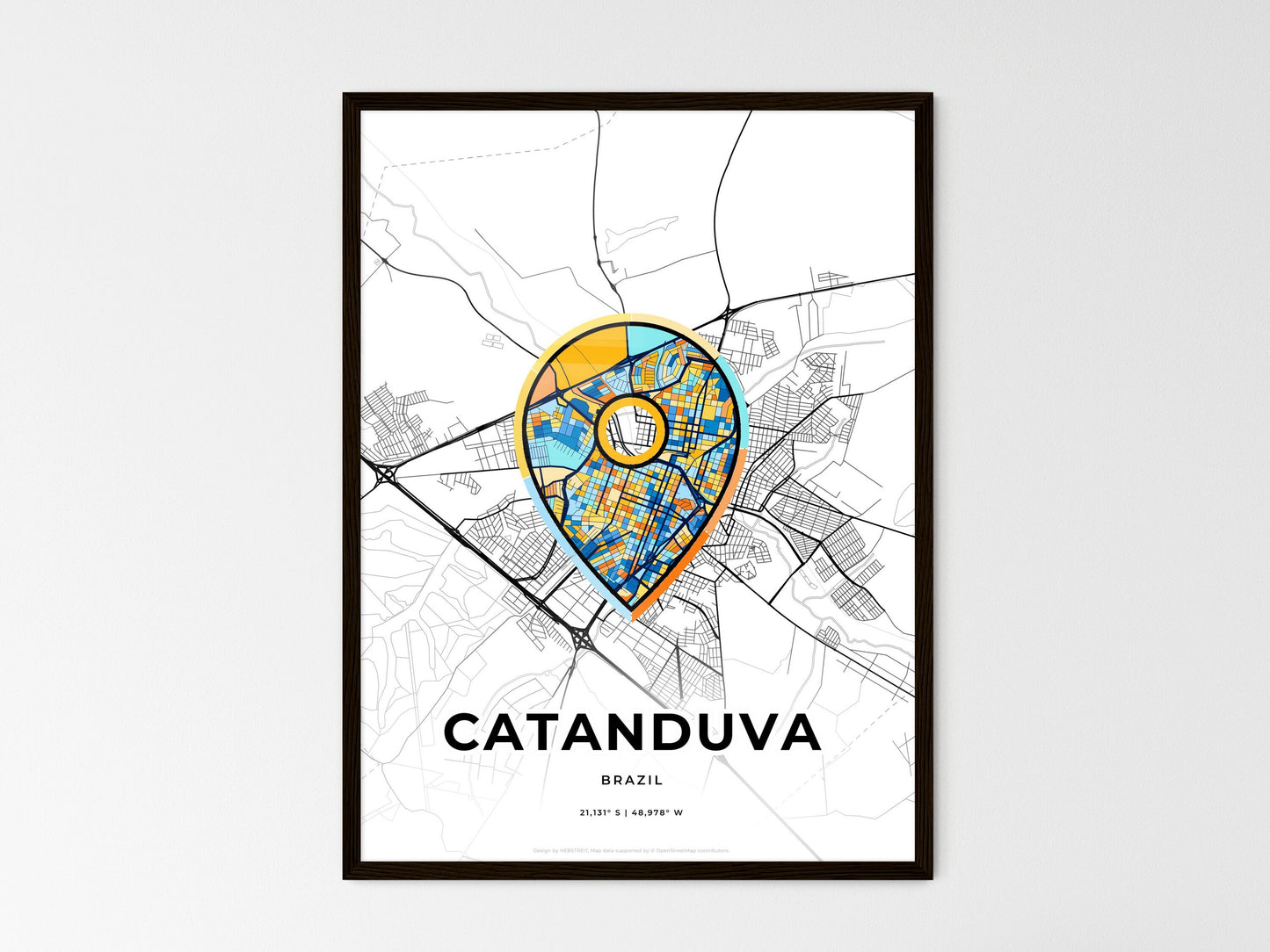 Catanduva Brazil wedding art map with pointer icon