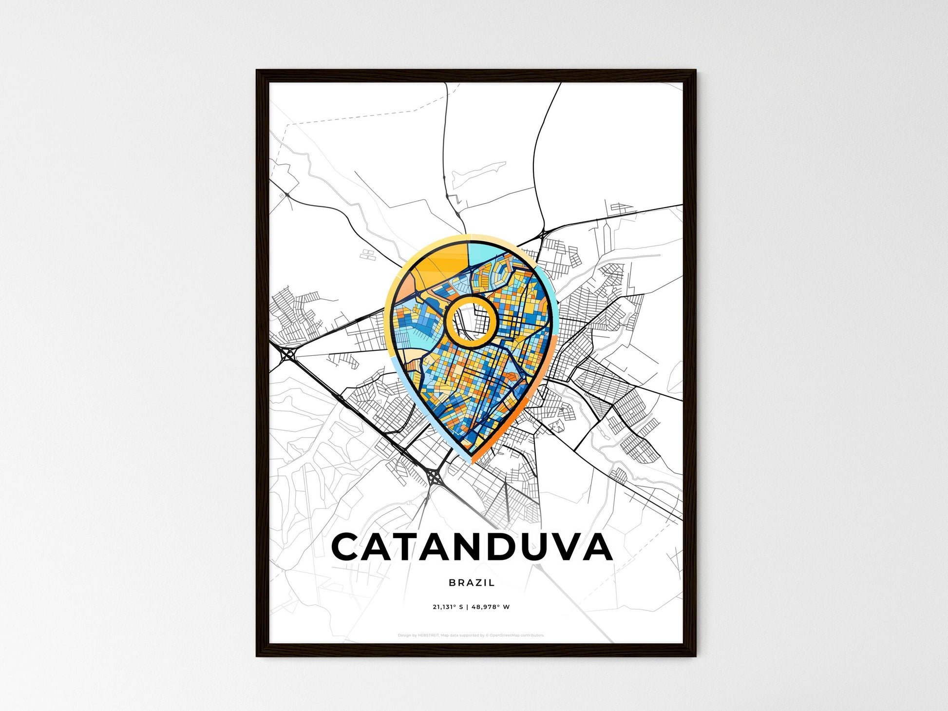 Catanduva Brazil wedding art map with pointer icon