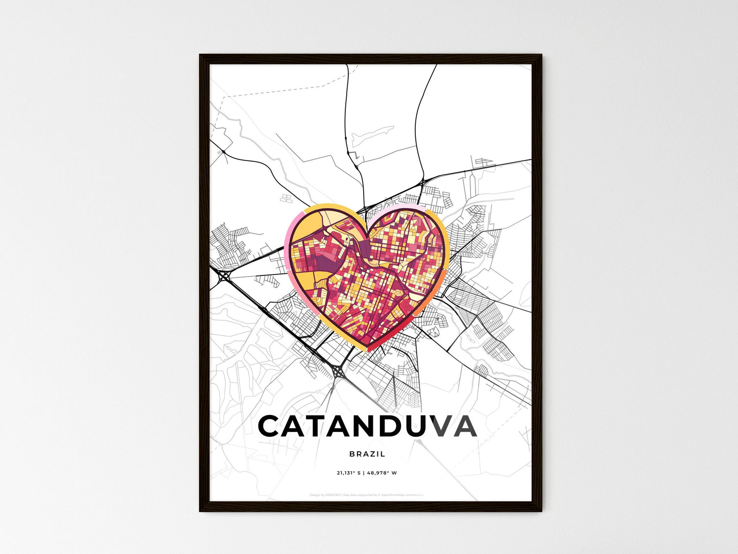 Catanduva Brazil wedding art map with heart icon