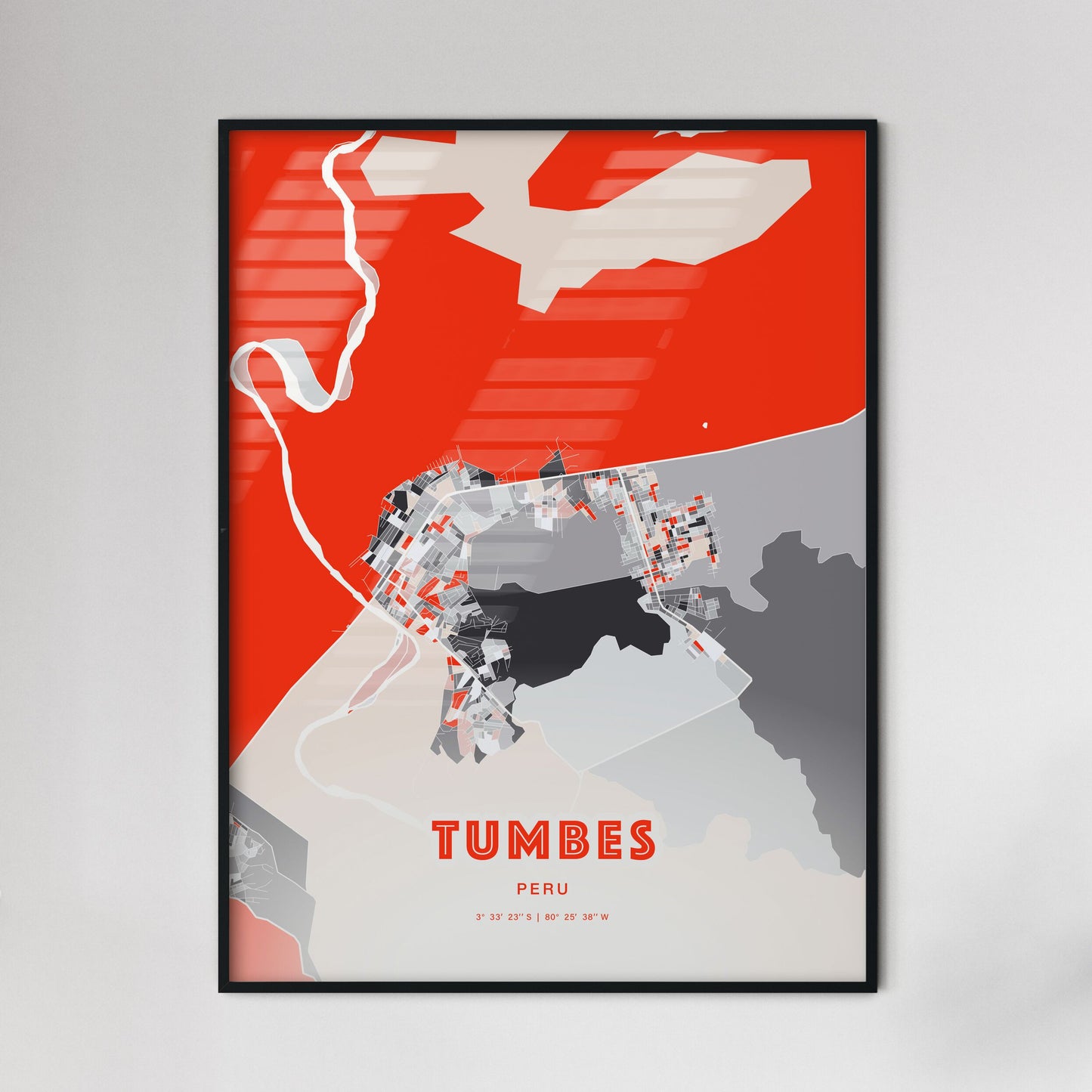 Colorful TUMBES PERU Fine Art Map Modern