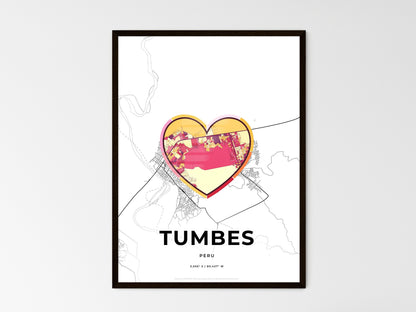 TUMBES PERU minimal art map with a colorful icon. Style 2