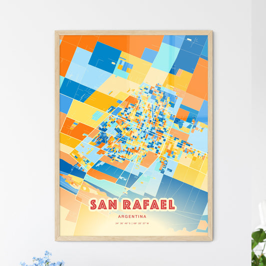 Colorful SAN RAFAEL ARGENTINA Fine Art Map Blue Orange
