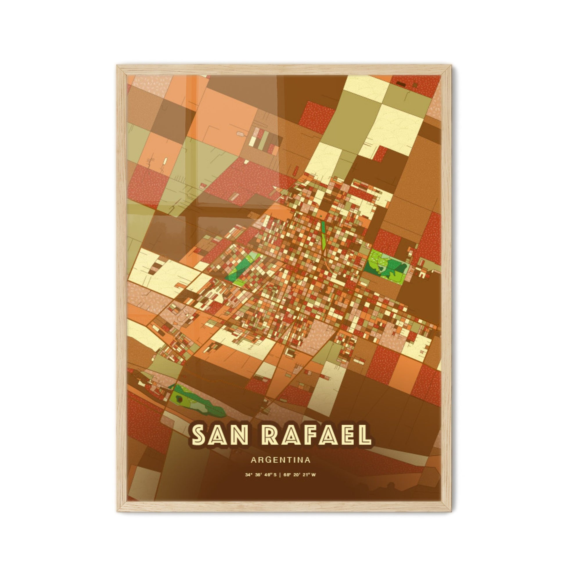 Colorful SAN RAFAEL ARGENTINA Fine Art Map Farmhouse