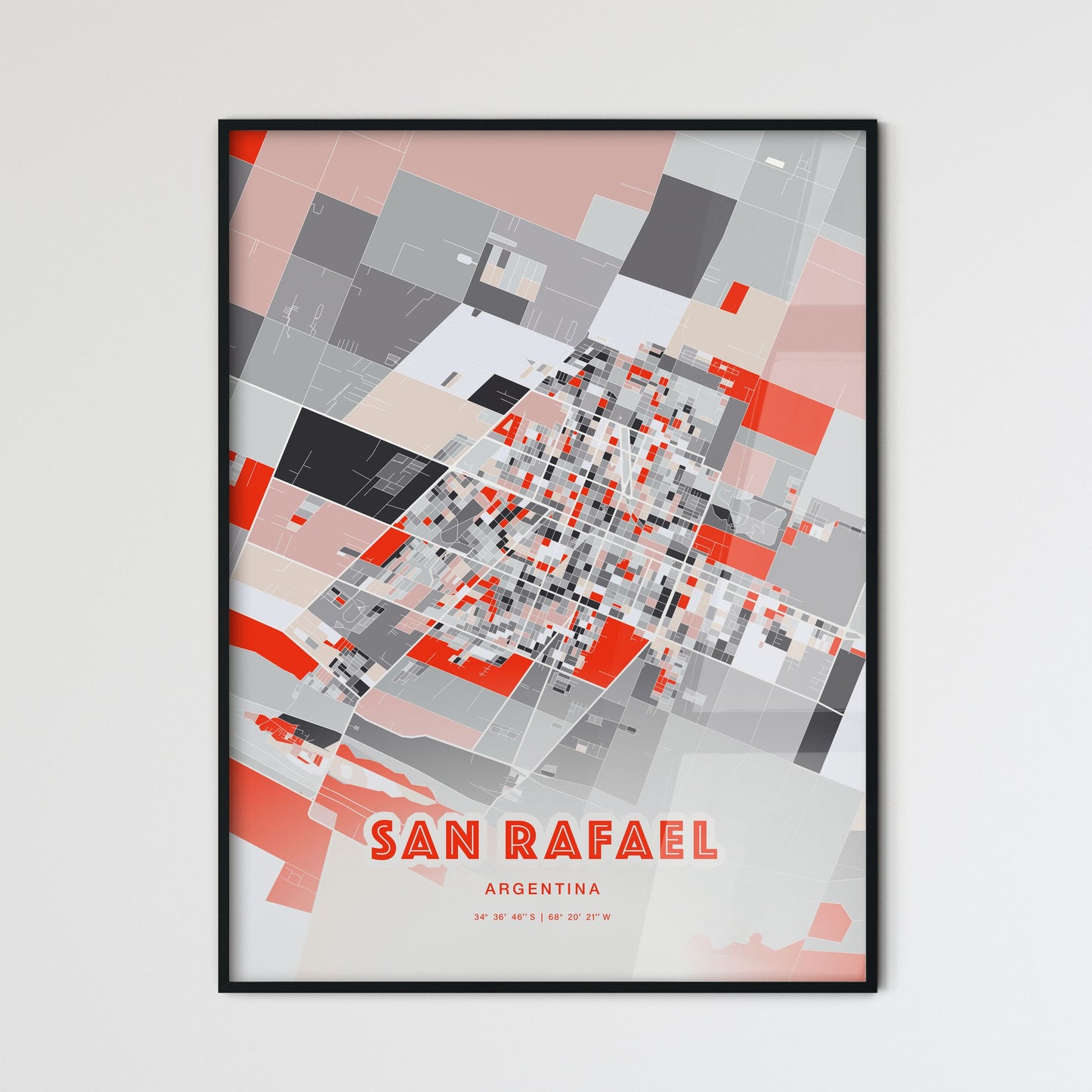 Colorful SAN RAFAEL ARGENTINA Fine Art Map Modern