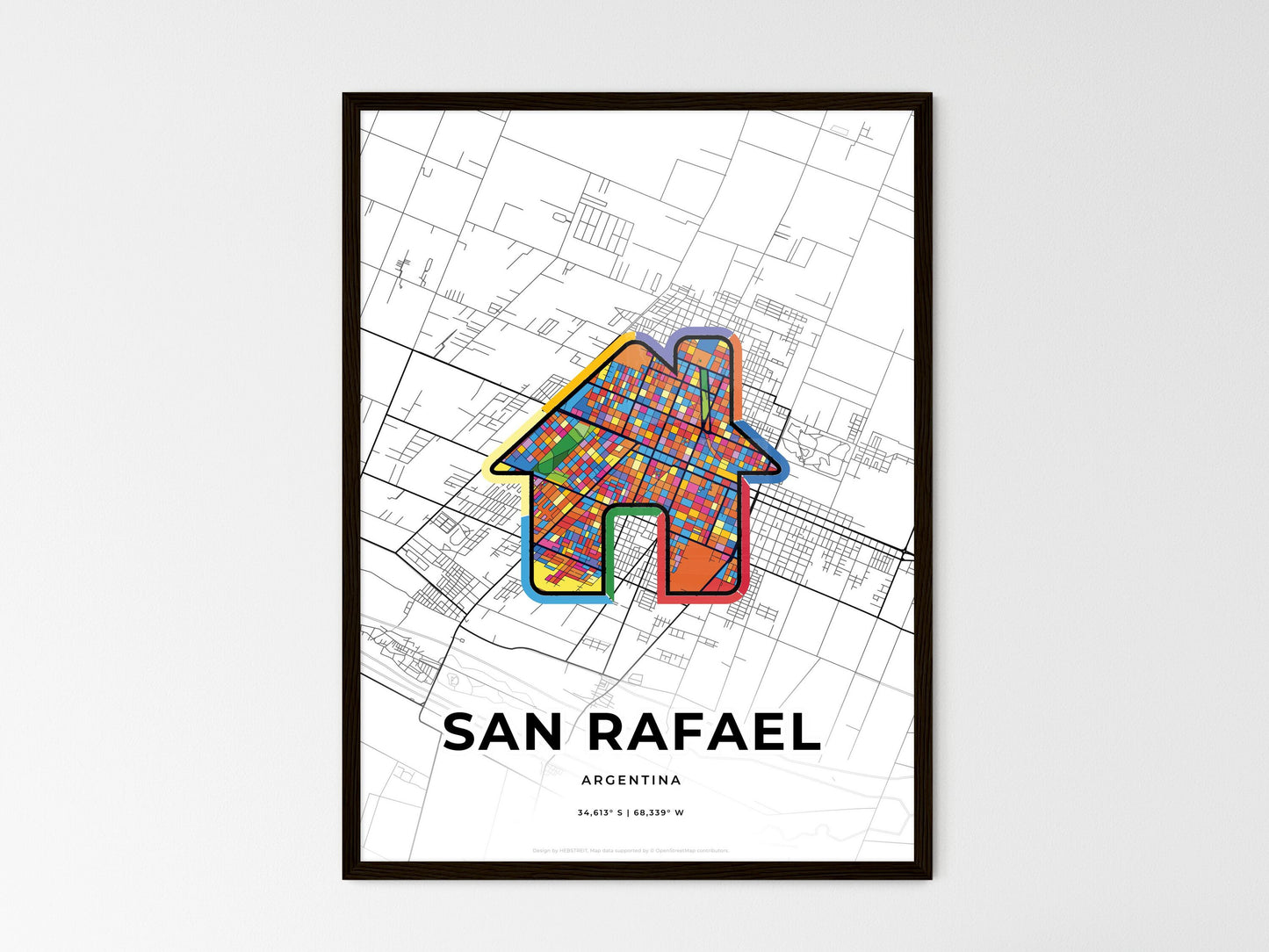 San Rafael Argentina wedding art map with home icon