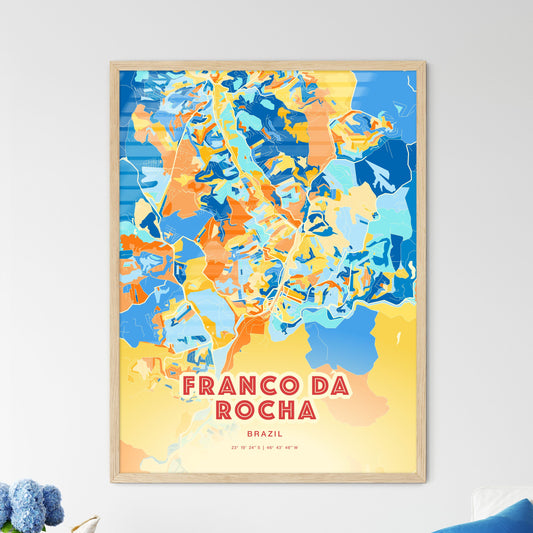 Colorful FRANCO DA ROCHA BRAZIL Fine Art Map Blue Orange