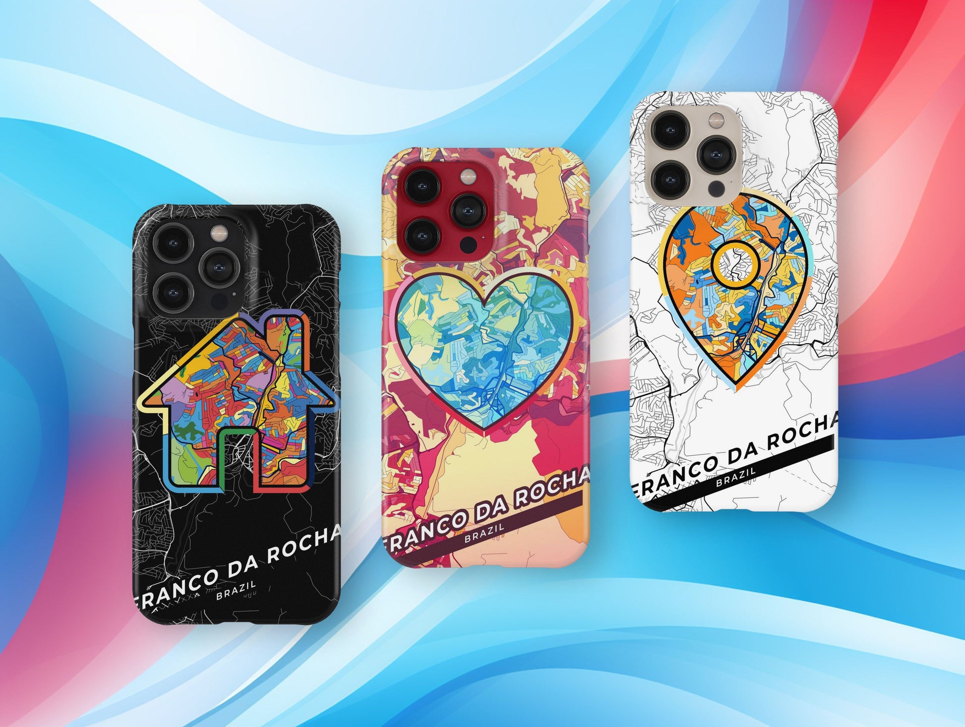 Franco Da Rocha Brazil slim phone case with colorful icon. Birthday, wedding or housewarming gift. Couple match cases.